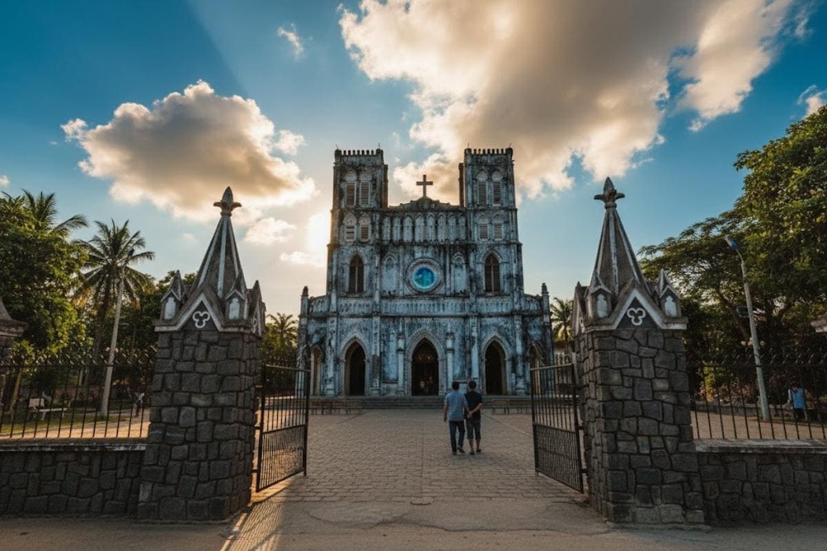 Nhà thờ Mằng Lăng với kiến trúc cổ kính.